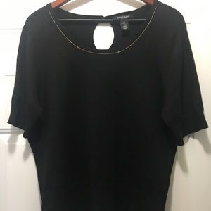 Black sweater. Gold trim. WHouse/BMarket. Size XL